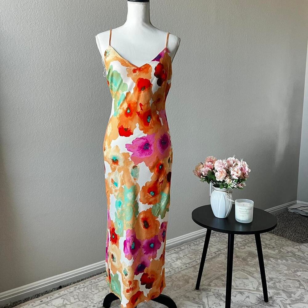 Lovely day bright floral satin dress